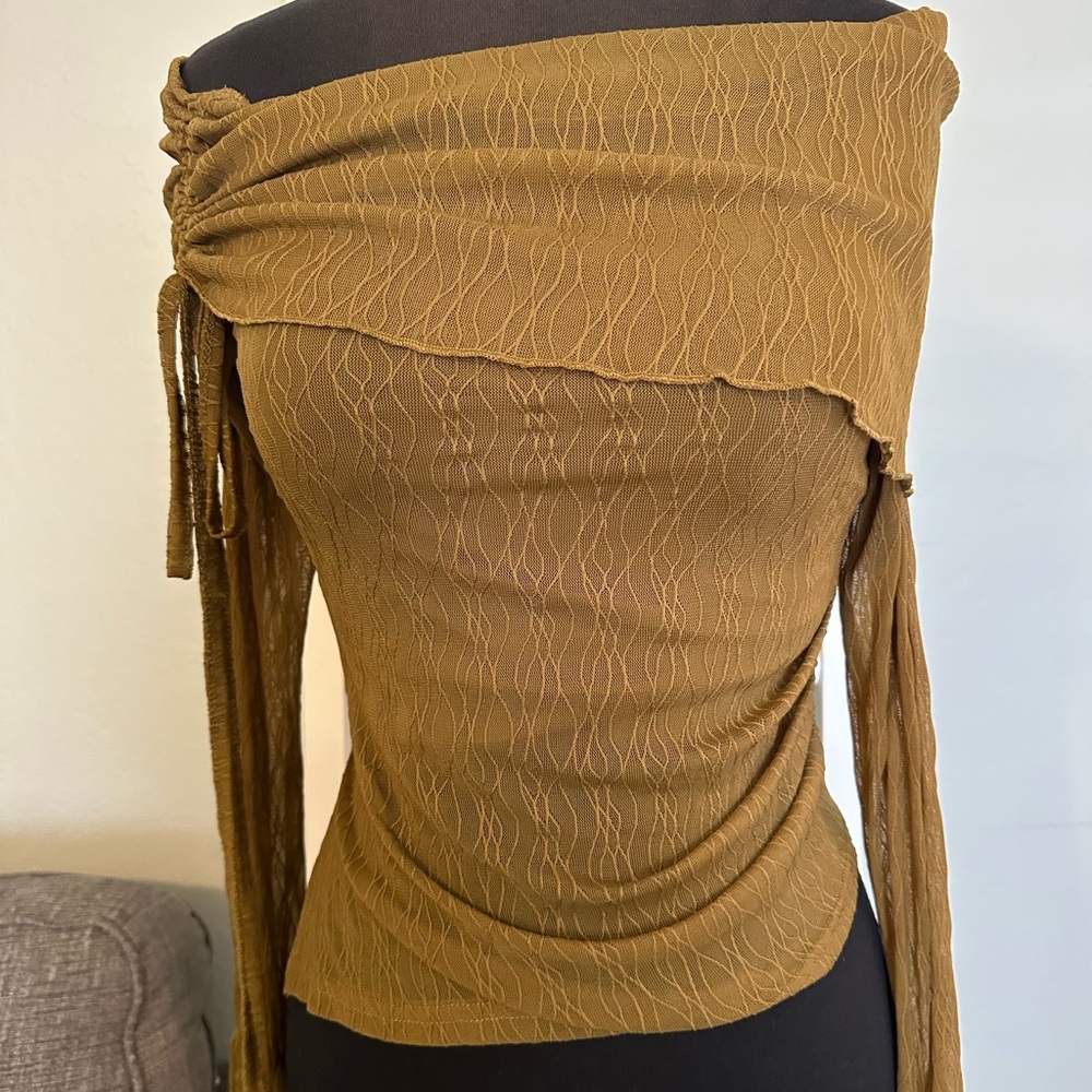 Elegant olive green Off-Shoulder Top